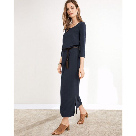 Garnet Hill Easy Knit Midi Dress 100% Organic Pima Cotton Size M - Picture 2 of 8